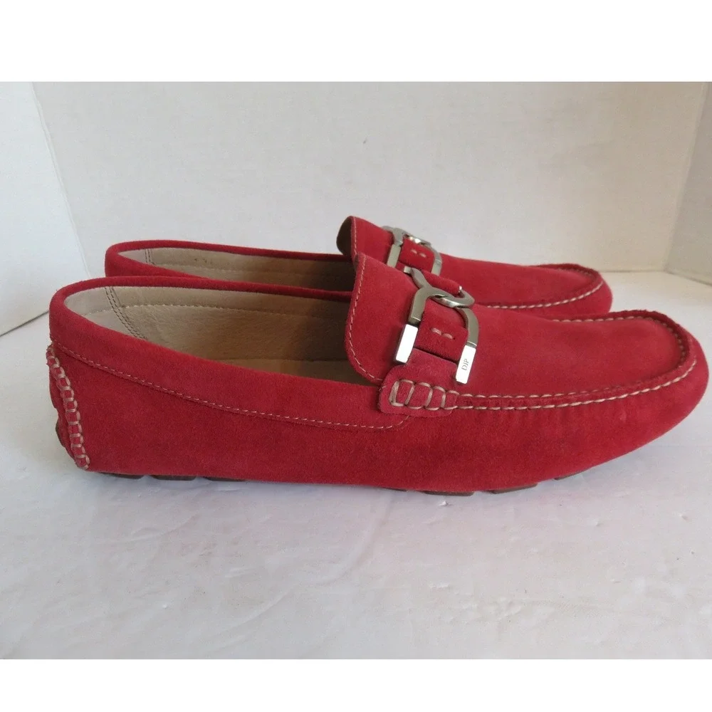 Donald J Pliner Mens Red Suede Leather Bit Loafers Driving Mocs Size 10M